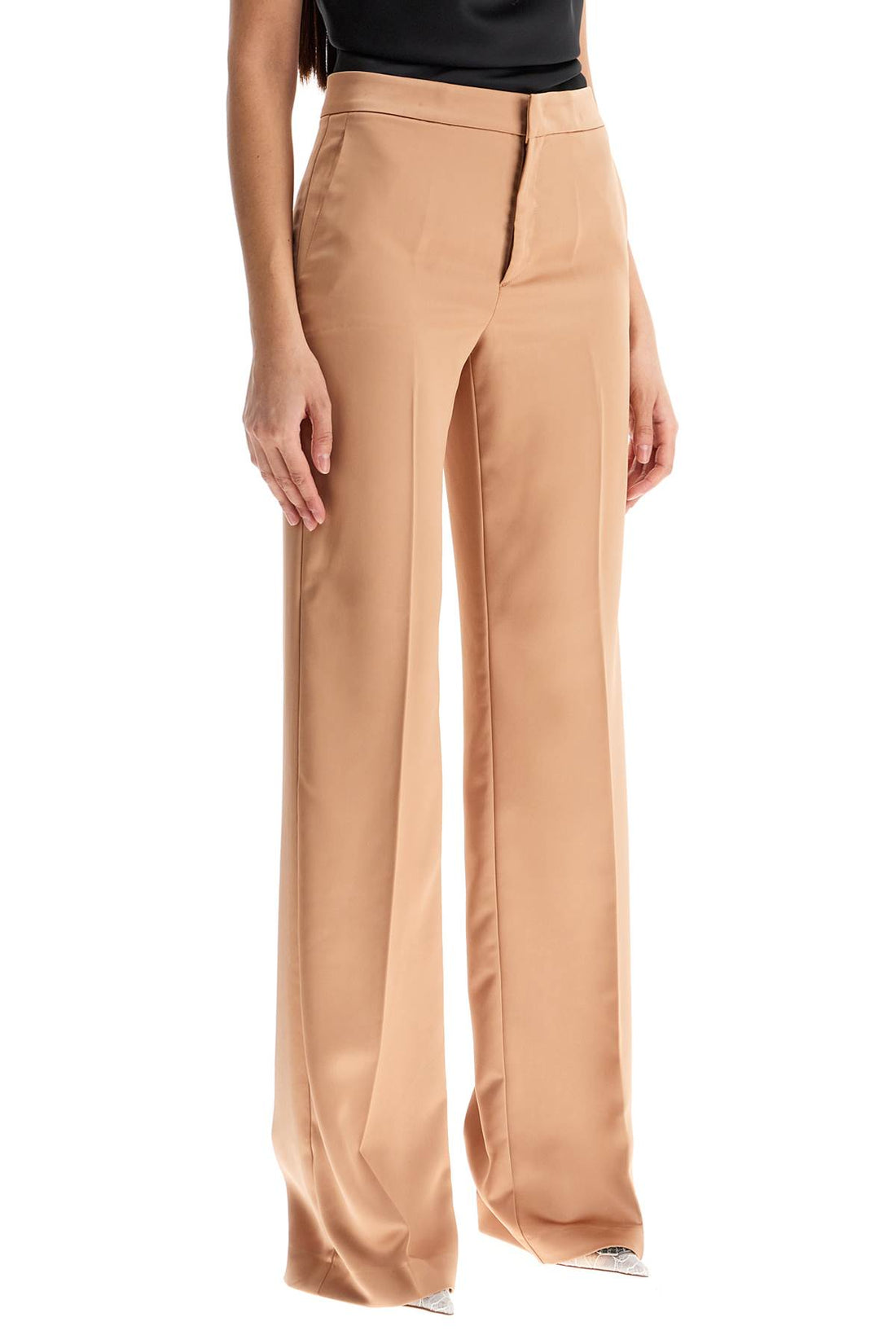 flared satin trousers