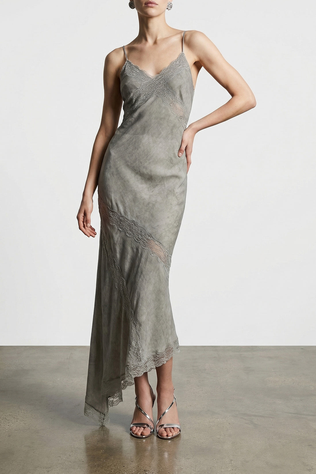 THE ANDAMANE 40 long rosetta dress in cold-dyed satin