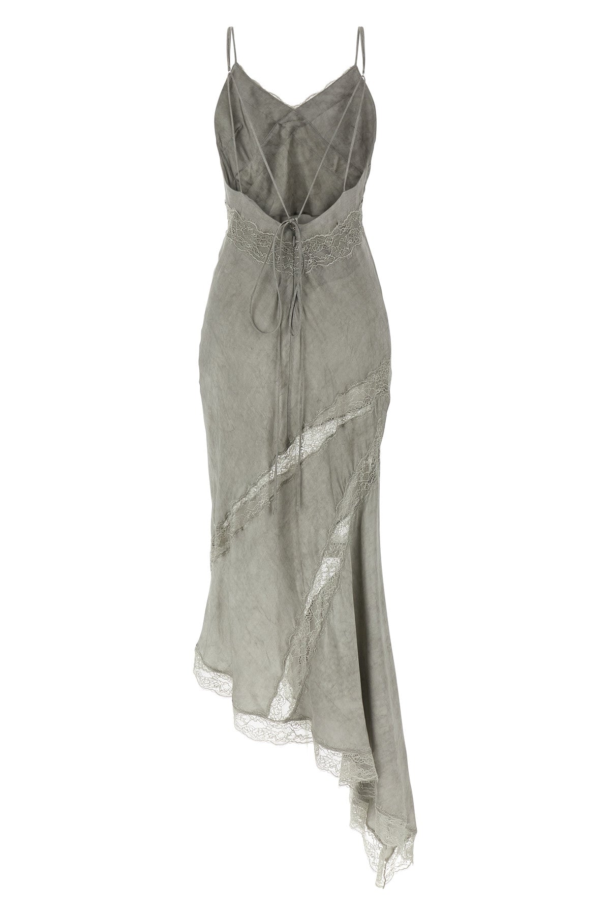 long rosetta dress in cold-dyed satin