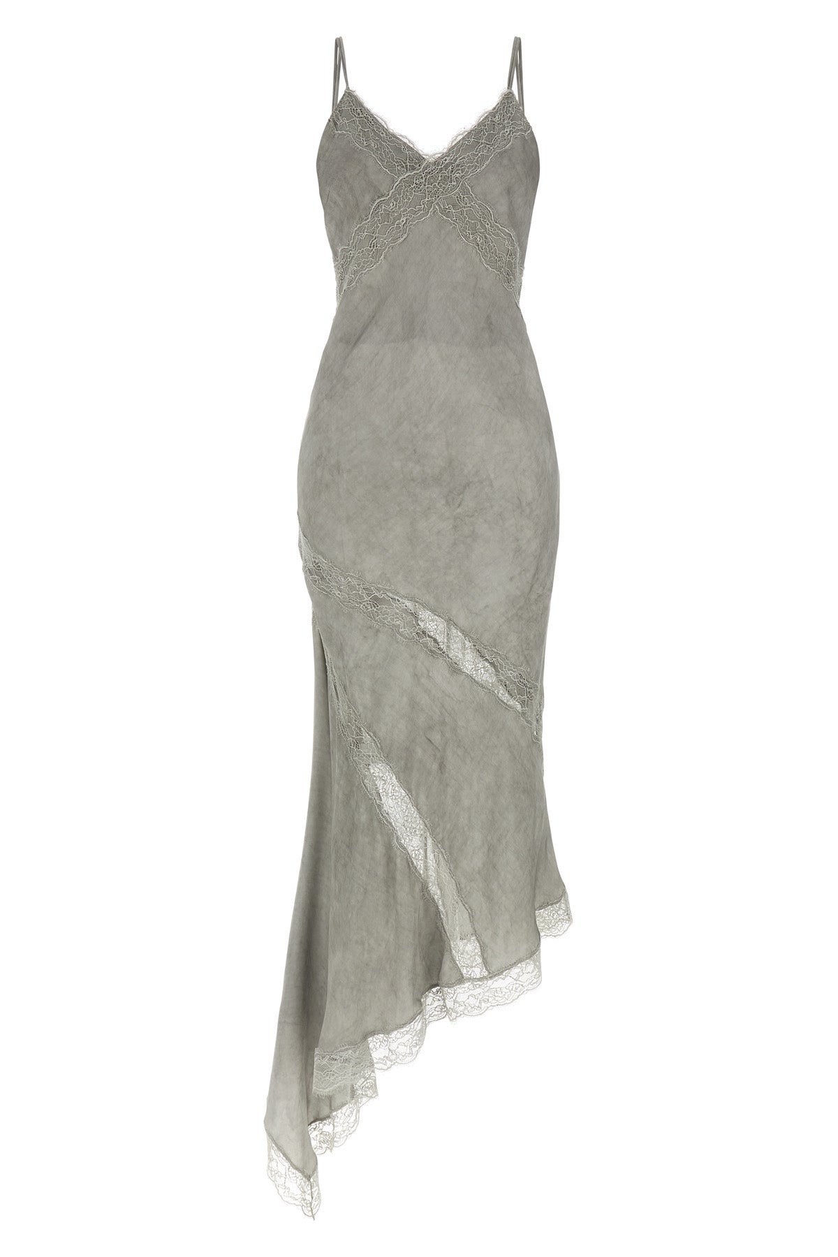 long rosetta dress in cold-dyed satin