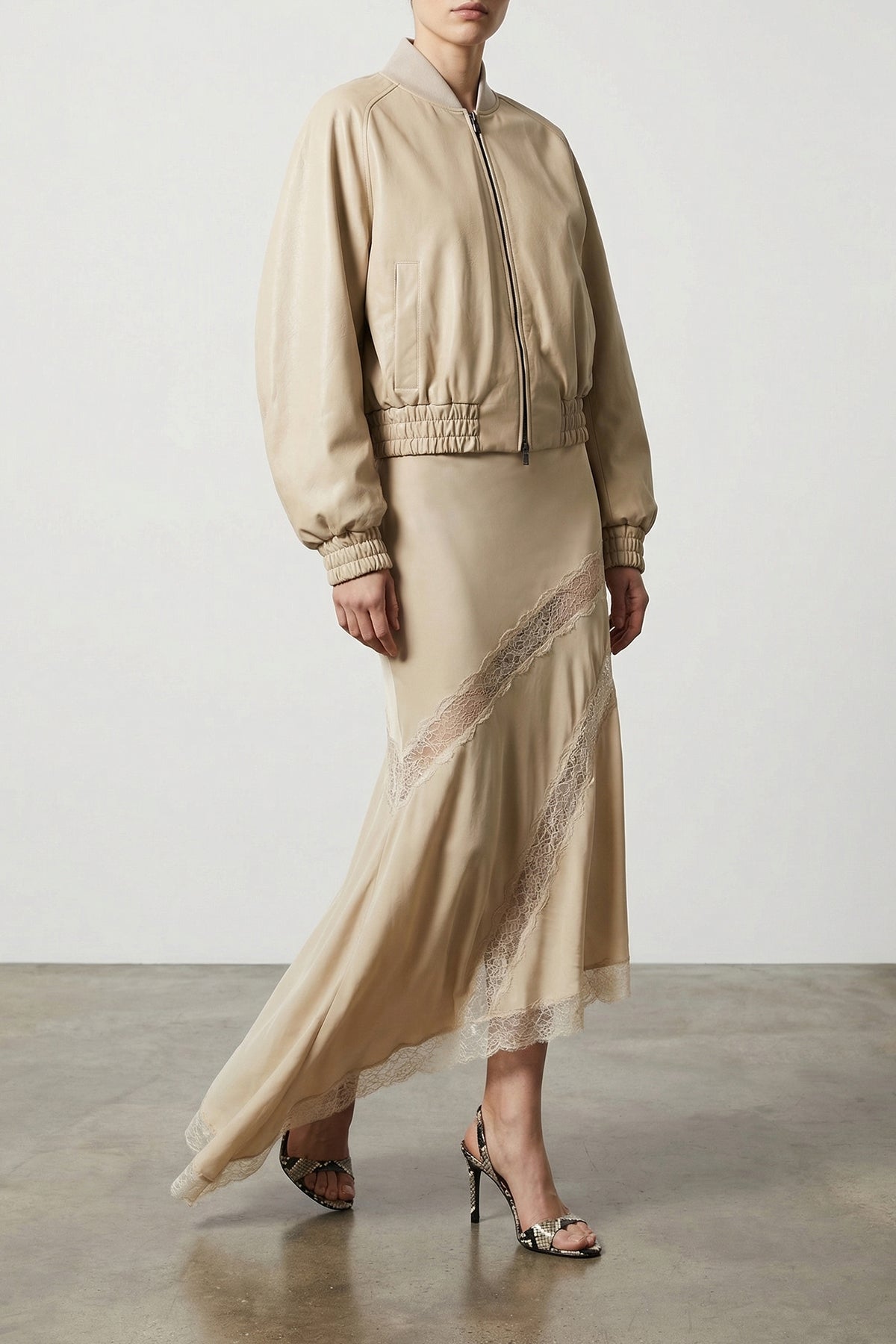 rosetta long skirt in cold-dyed satin