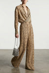 lena pants in natural python print georgette