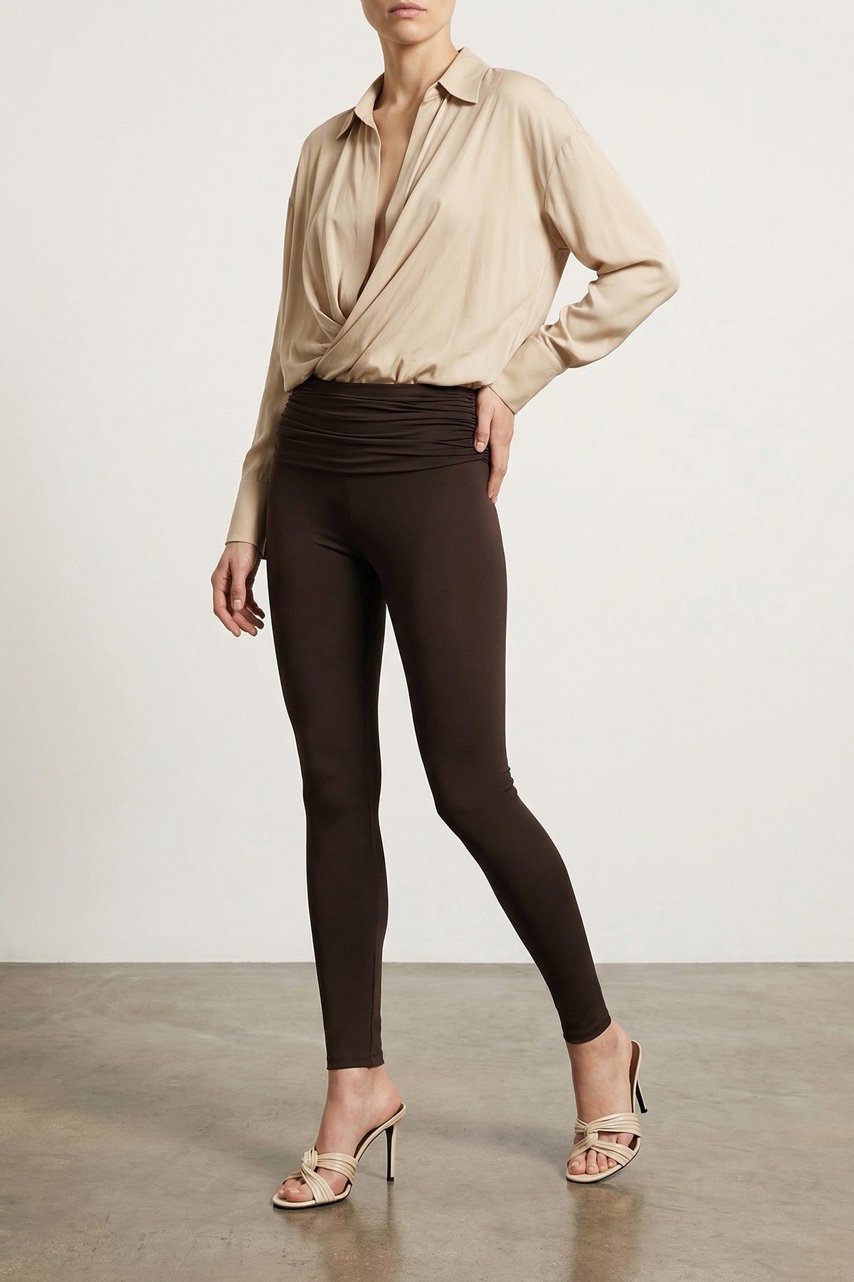 paloma shirt style bodysuit in cold-dyed satin