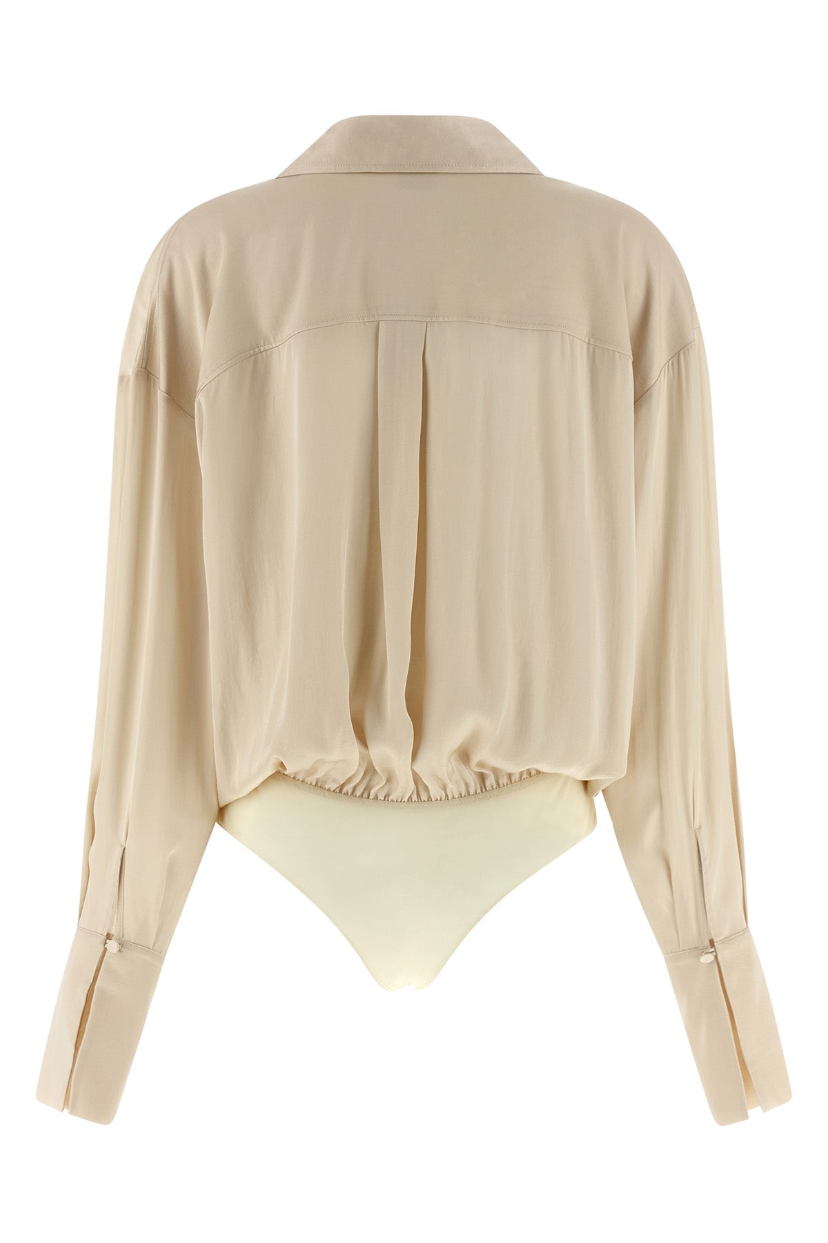 paloma shirt style bodysuit in cold-dyed satin