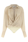 paloma shirt style bodysuit in cold-dyed satin