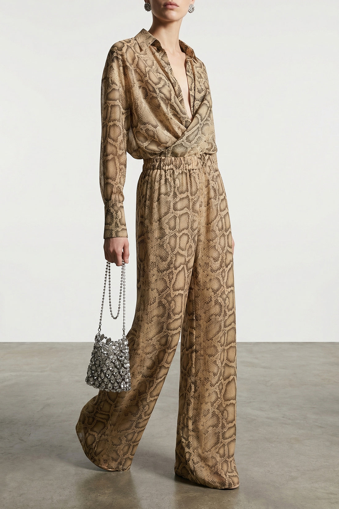THE ANDAMANE 40 paloma bodysuit in semi-transparent python print fabric