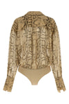 paloma bodysuit in semi-transparent python print fabric