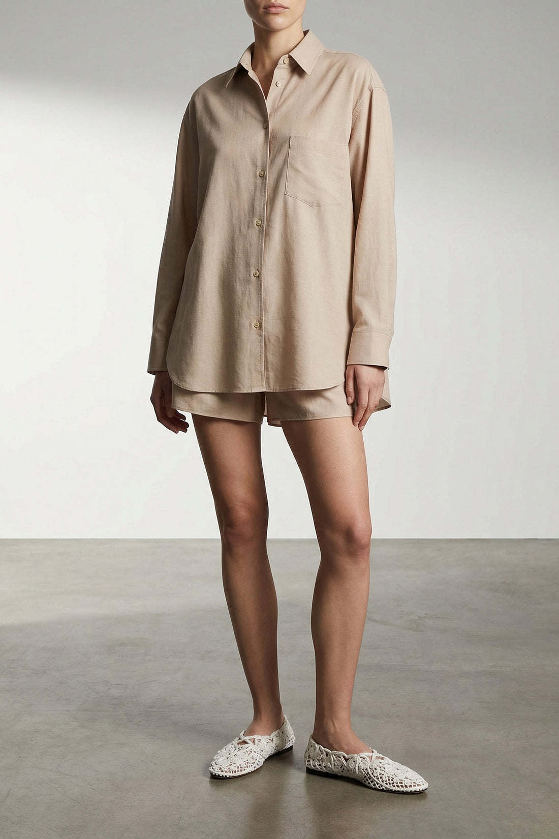 THE ANDAMANE M solid oxford cotton georgiana set suit