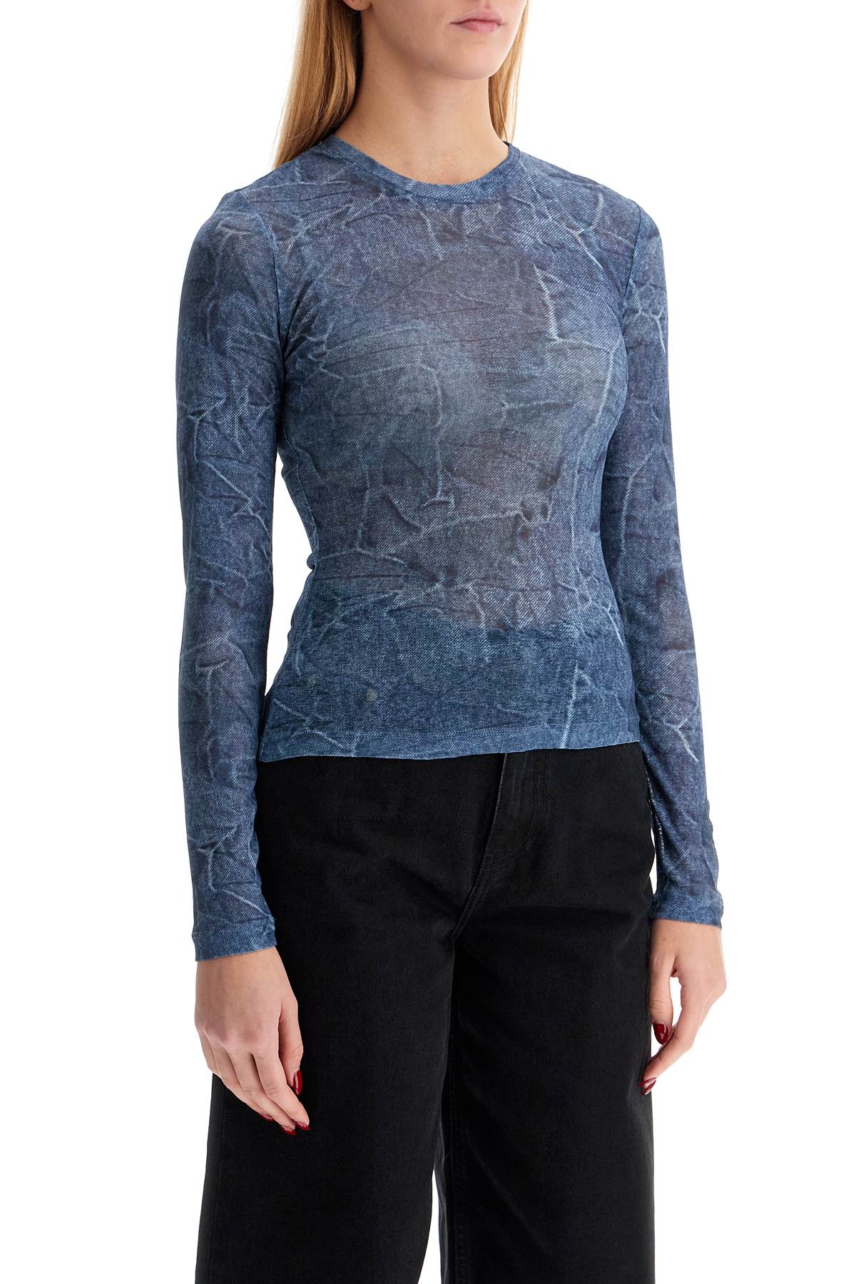 long-sleeved denim effect top for