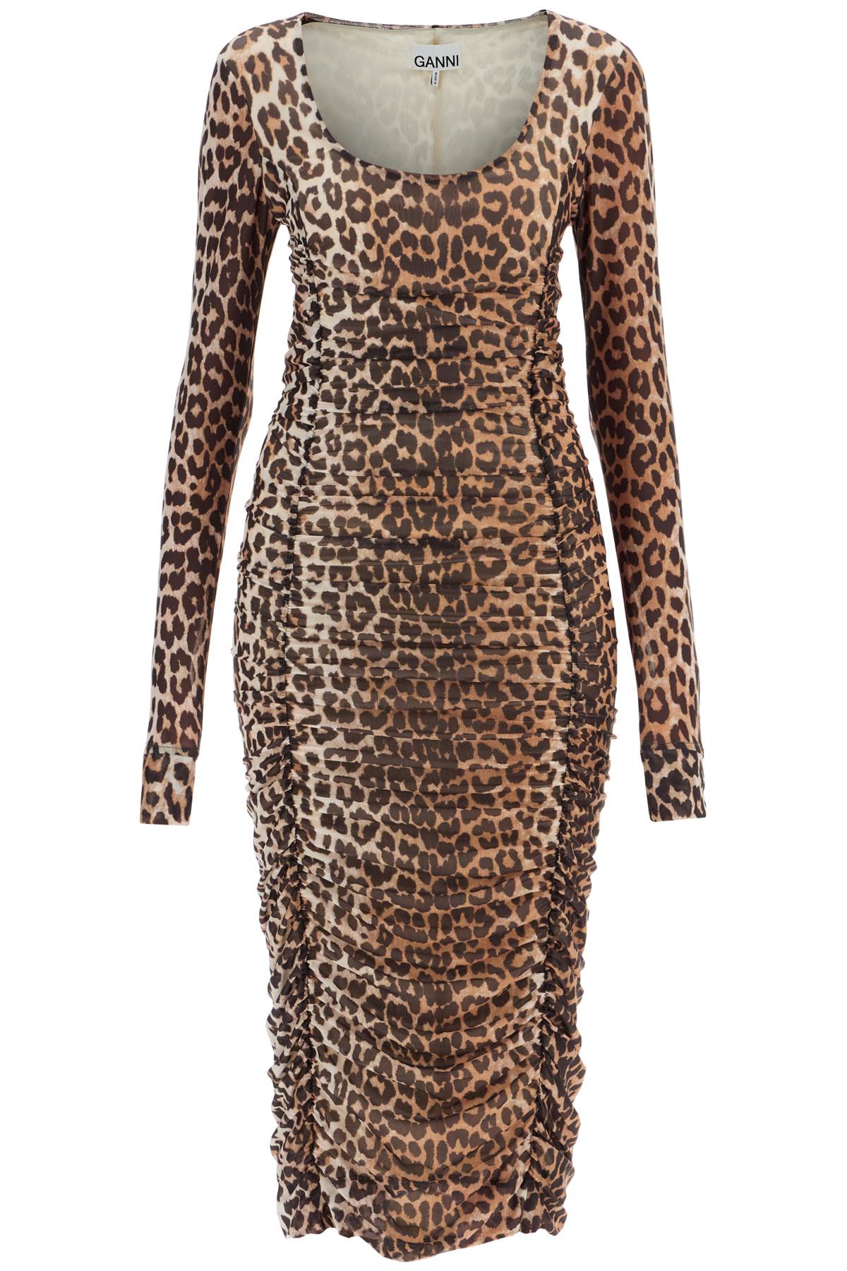 'animal print midi dress in mesh