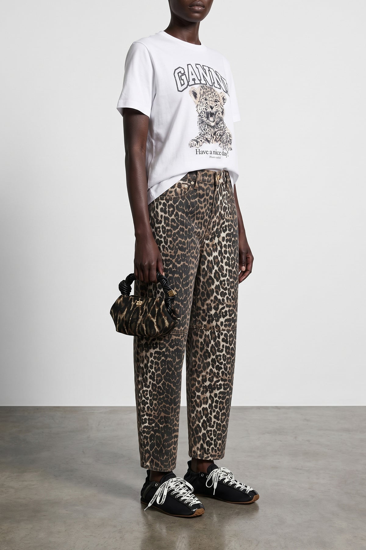 leopard cotton crew neck t-shirt