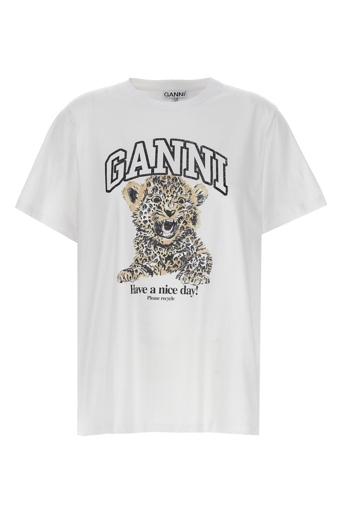 leopard cotton crew neck t-shirt