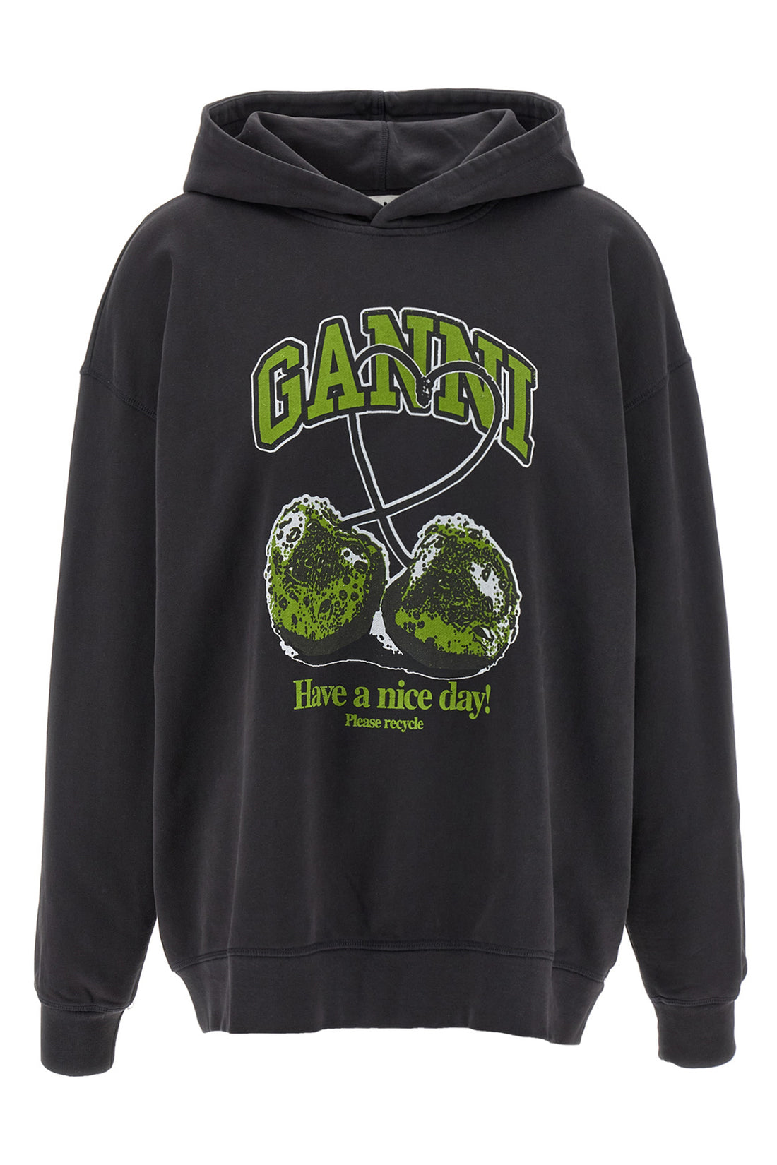 GANNI XXS-XS basic jersey cherry hoodie in brushed cotton jersey