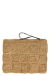 tanala clutch bag in crocheted raffia