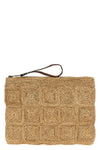 tanala clutch bag in crocheted raffia