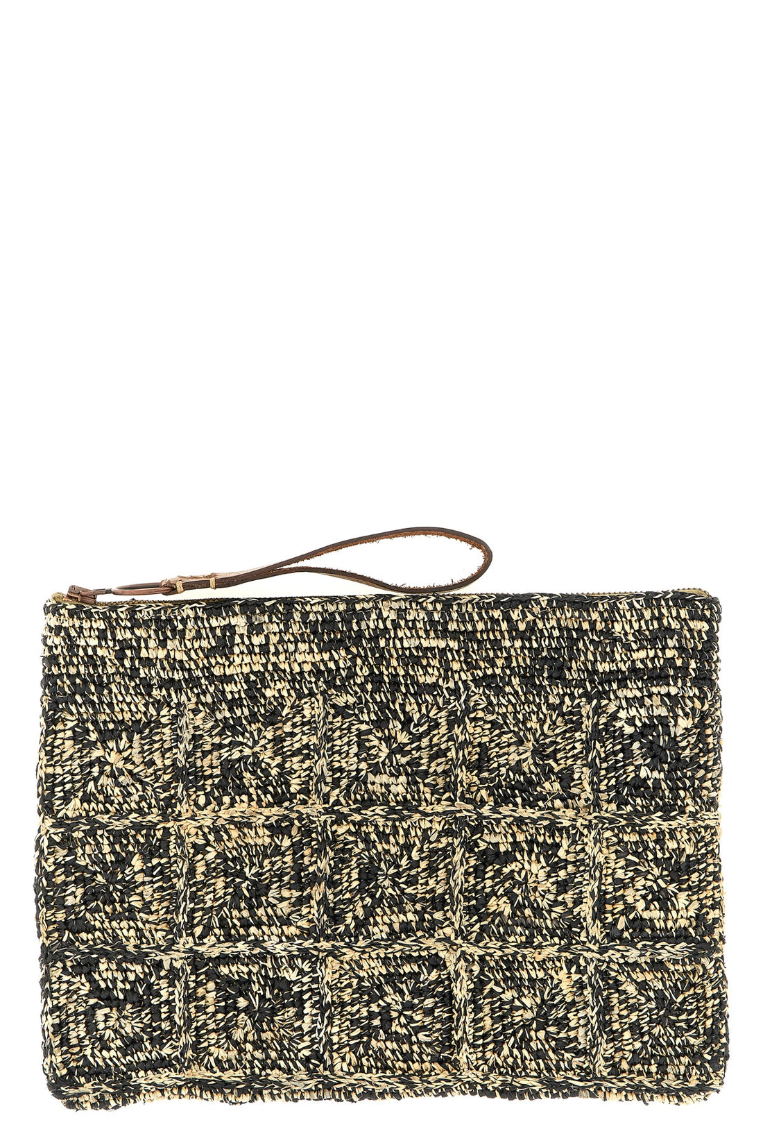 IBELIV OS tanala clutch bag in two-tone crochet raffia