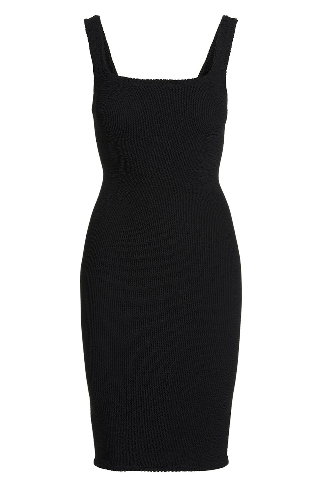 HUNZA G OS abito tank dress in tessuto stretch "seamless crinkle" modello con spalline so