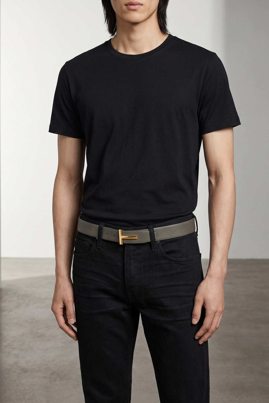 TOM FORD 85 cm icon grain leather reversible belt