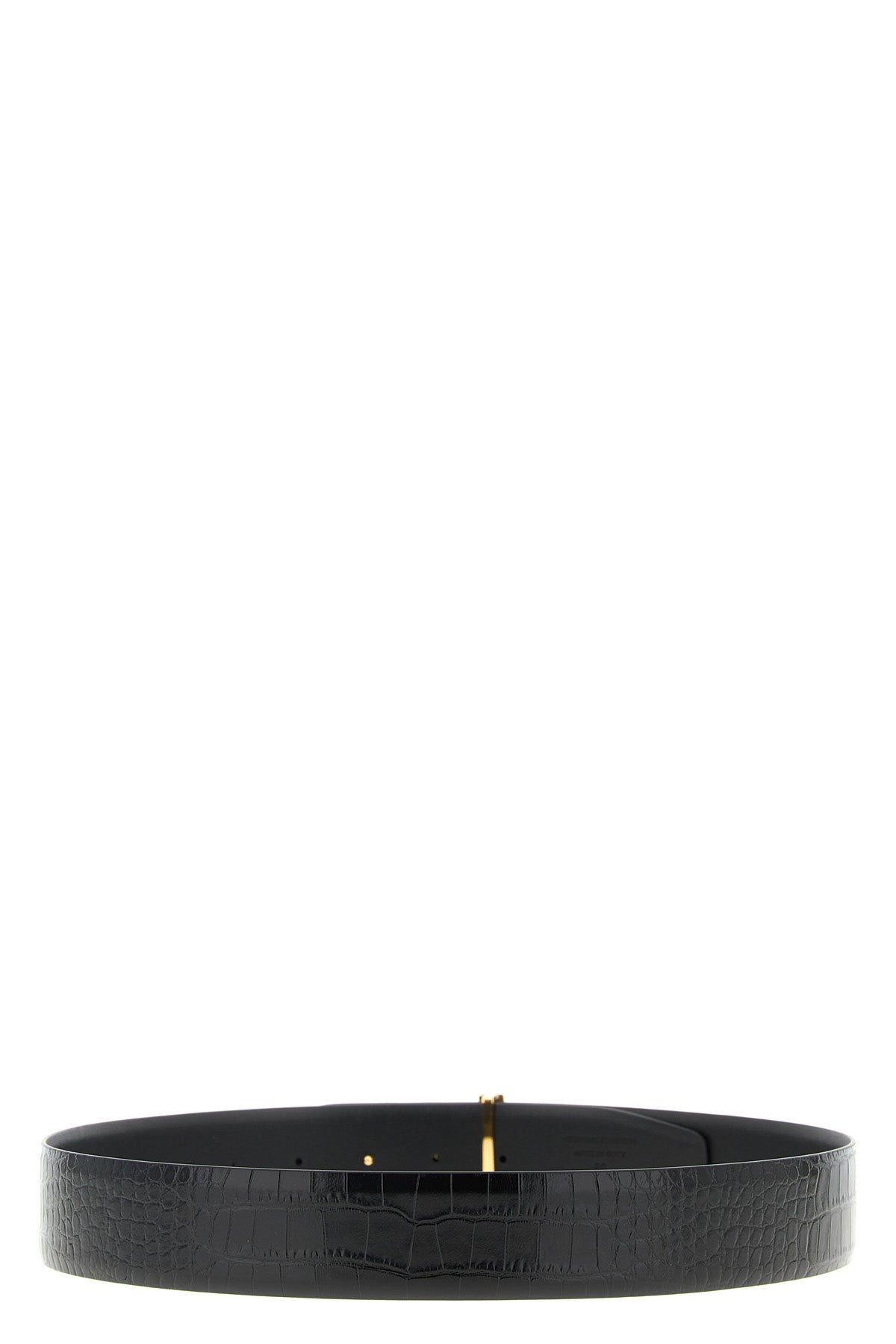reversible belt in shiny crocodile-effect leather and smooth matte leather