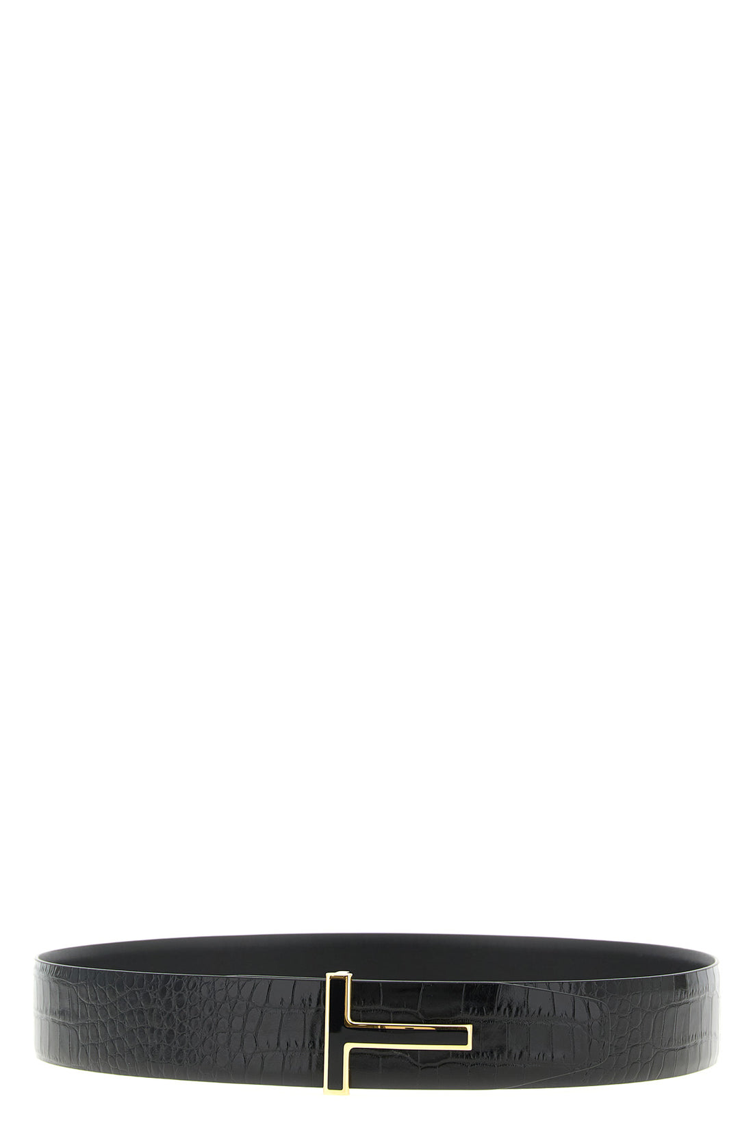 TOM FORD 80 cm reversible belt in shiny crocodile-effect leather and smooth matte leather