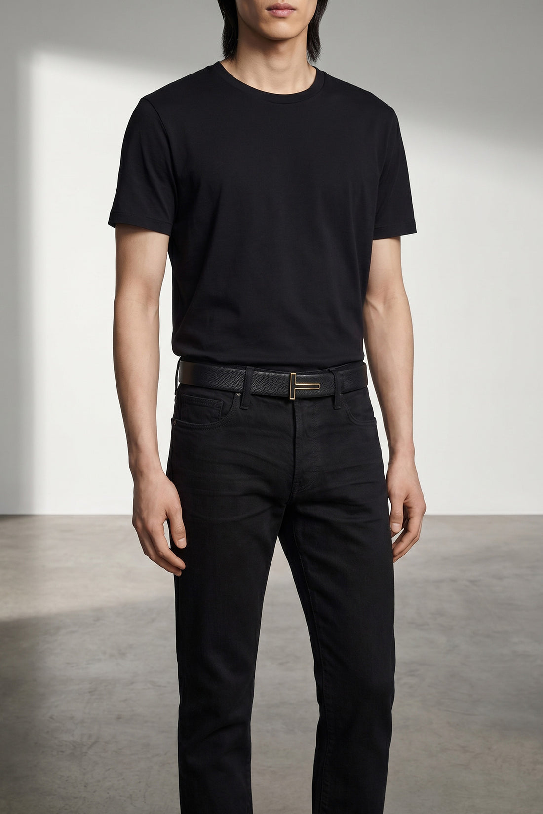 TOM FORD 85 cm icon reversible belt in grain and smooth leather