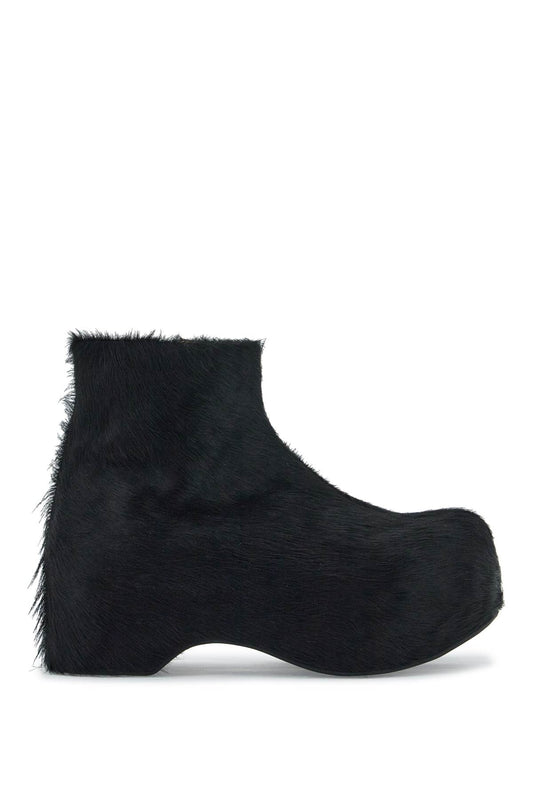 'long-haired chunky ankle boots