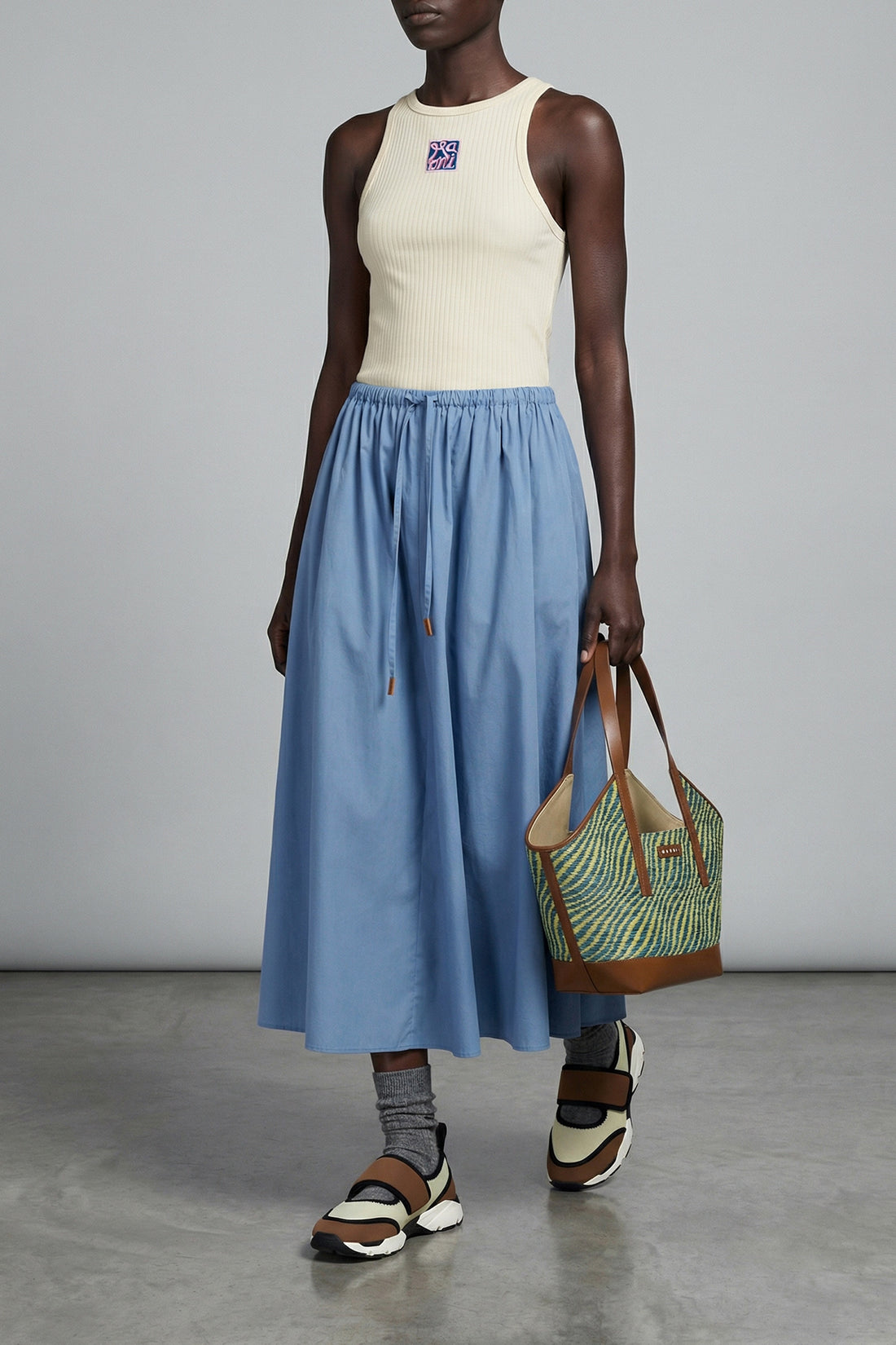 MARNI 42 ribbed stretch cotton tank top