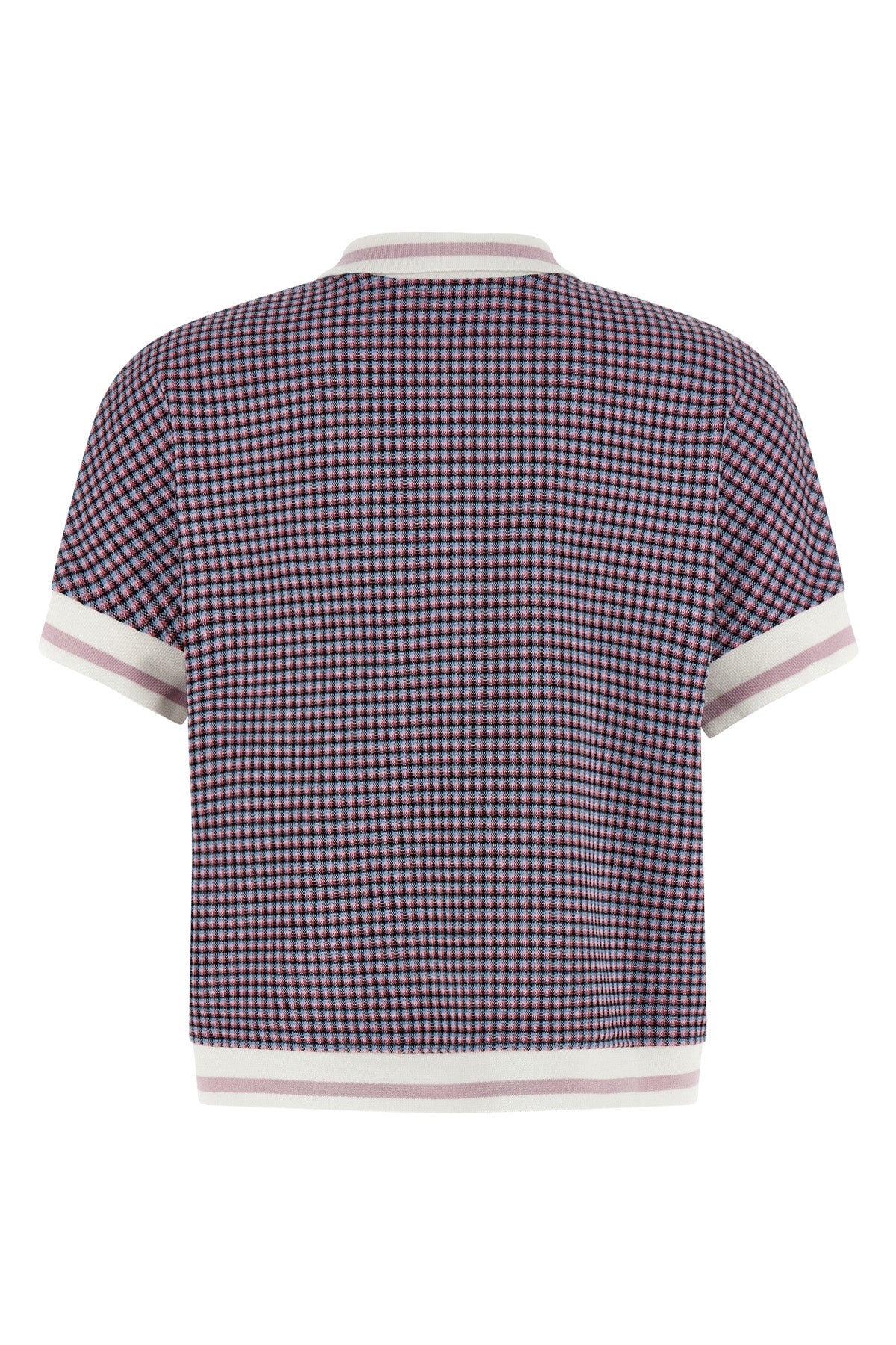 check patterned viscose blend polo shirt