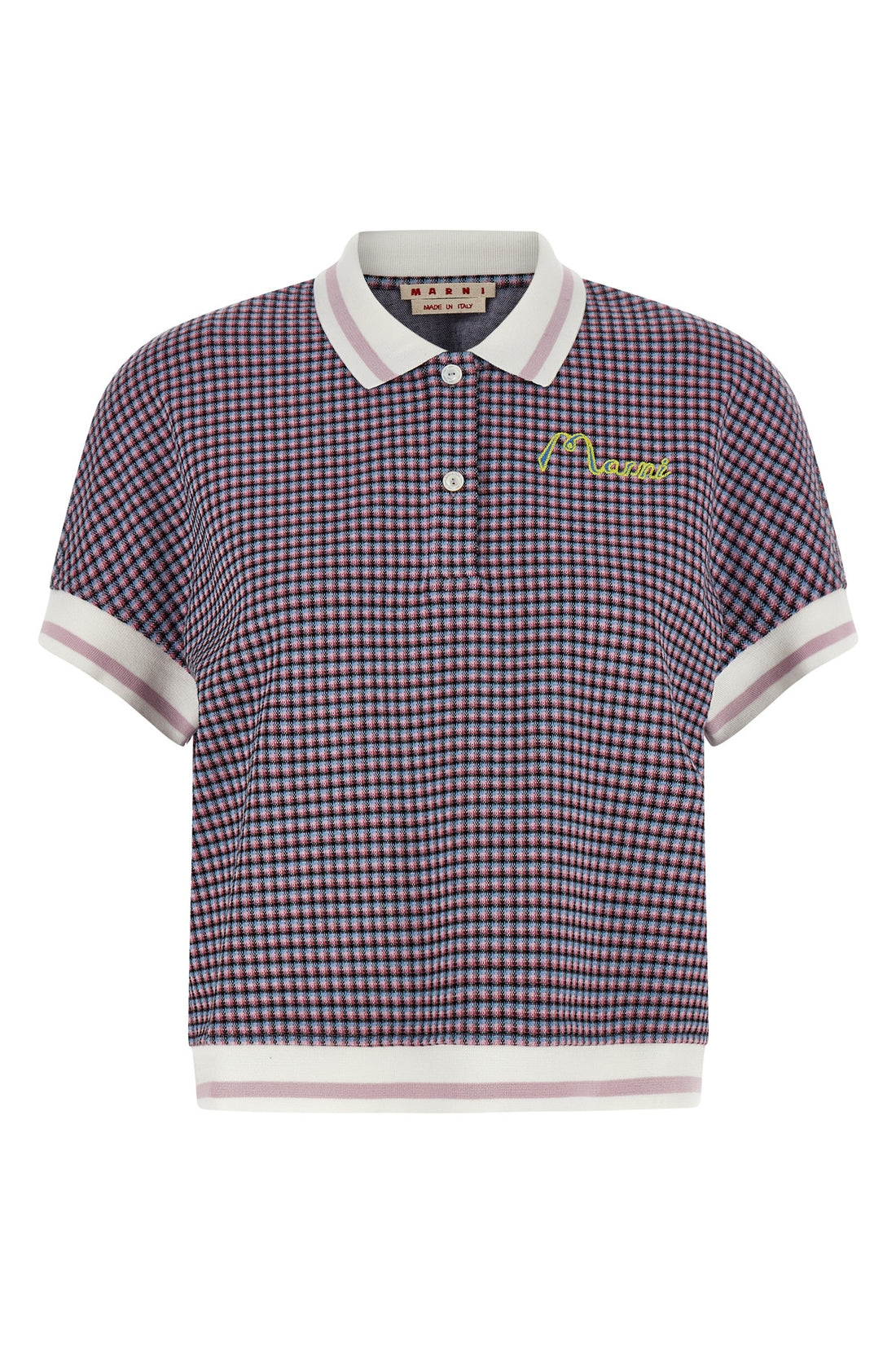 MARNI 36 check patterned viscose blend polo shirt