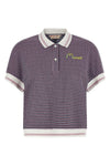 check patterned viscose blend polo shirt