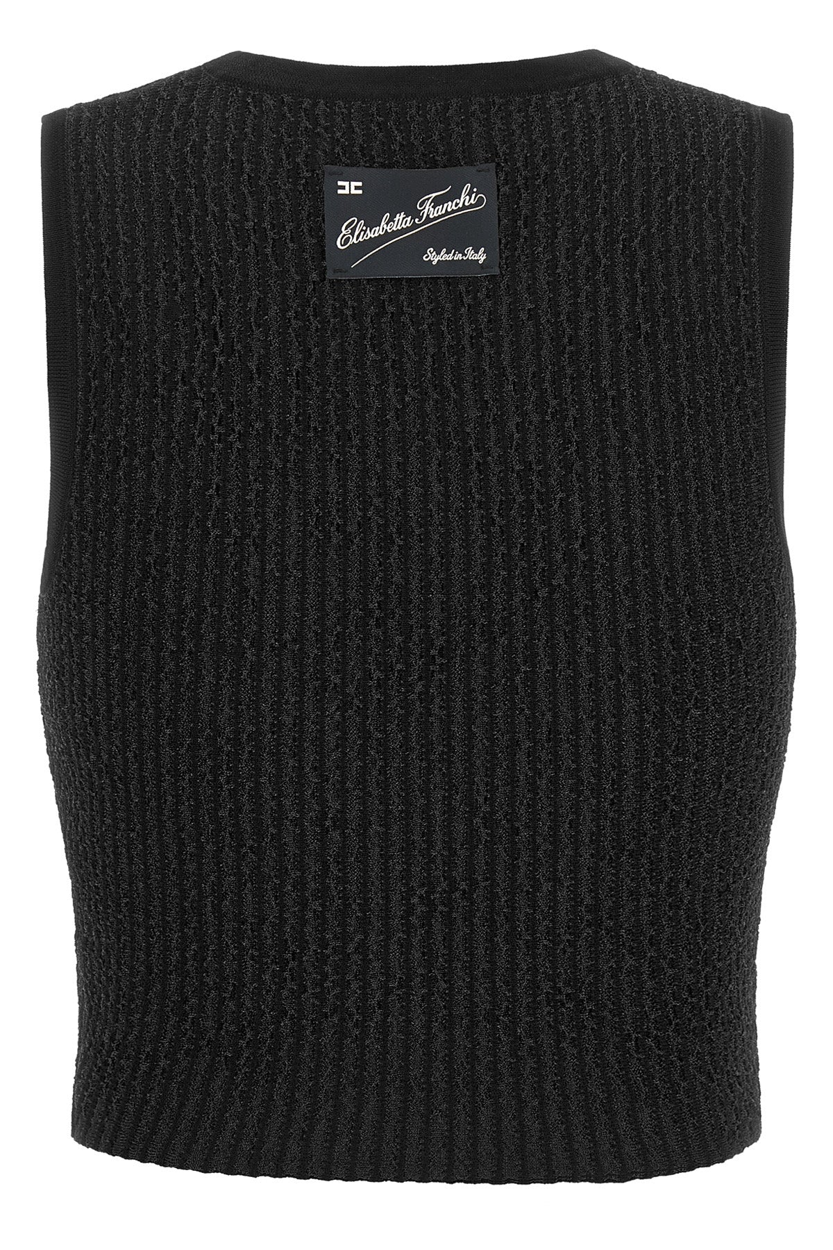 the elisabetta franchi top redefines the essentiality of the wardrobe through an