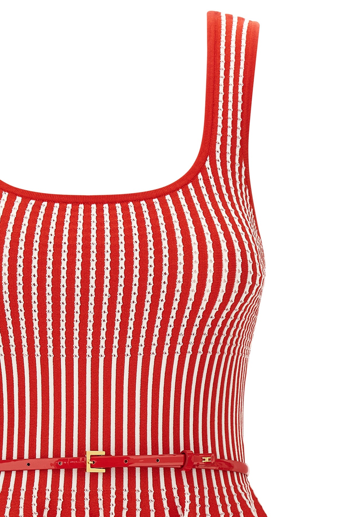striped tricot viscose blend top