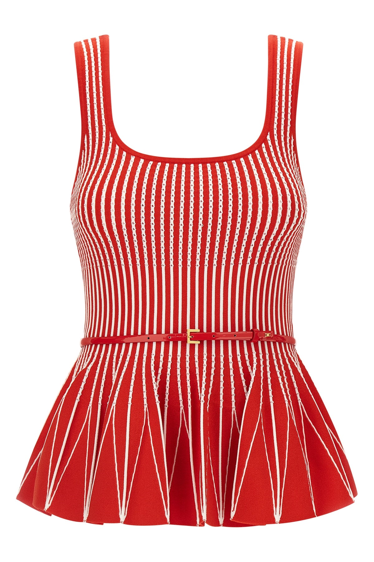striped tricot viscose blend top