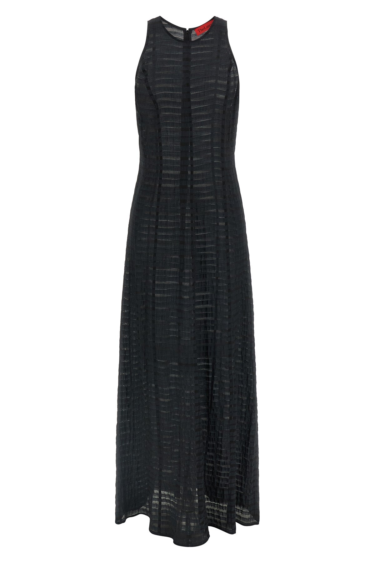 long dori dress in light semi-transparent striped muslin