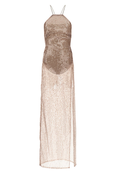 west maxi dress in semi-transparent fabric