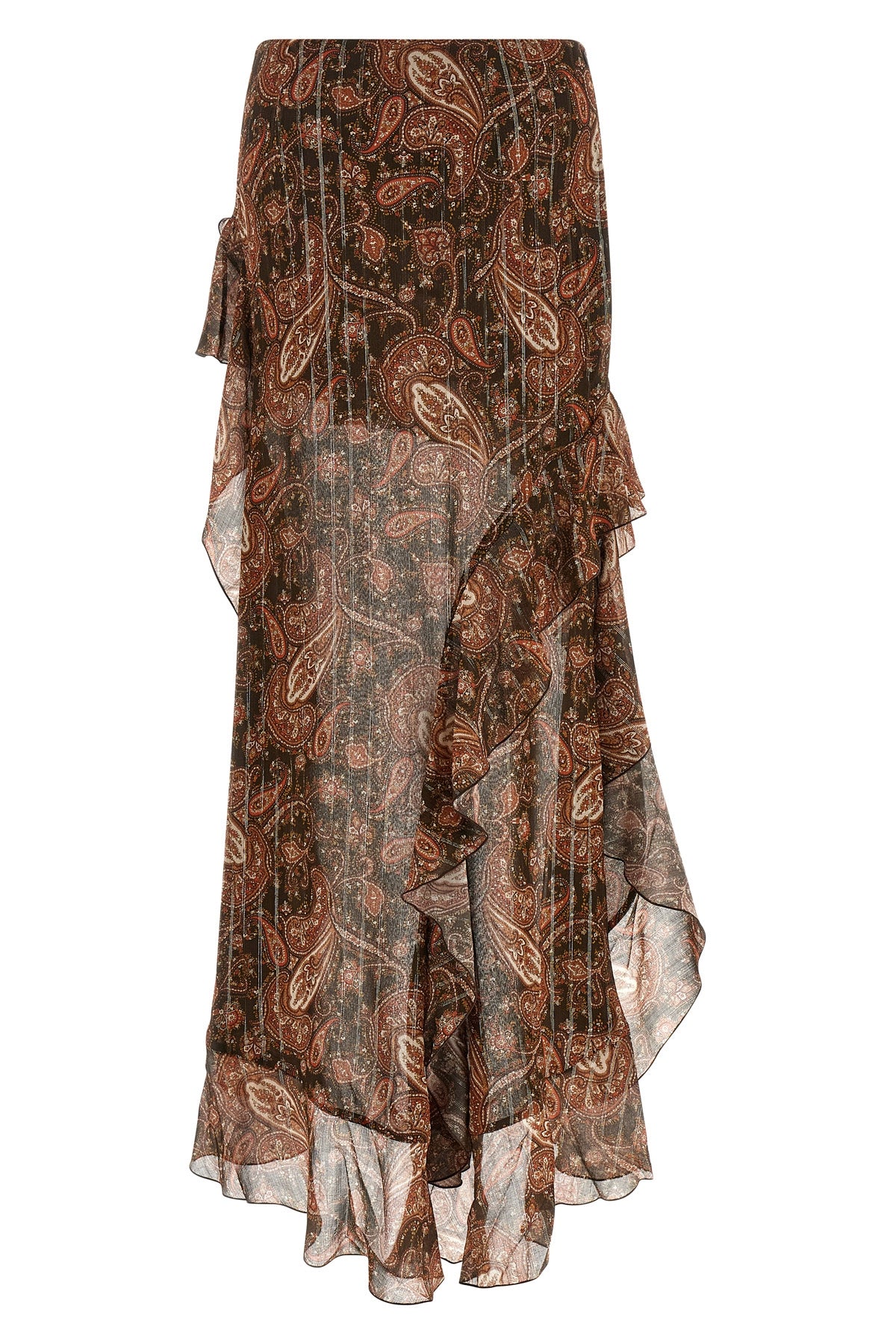 camelia long skirt in all-over paisley print georgette