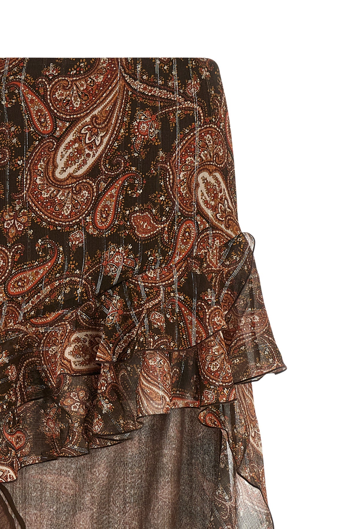 camelia long skirt in all-over paisley print georgette