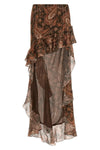 camelia long skirt in all-over paisley print georgette