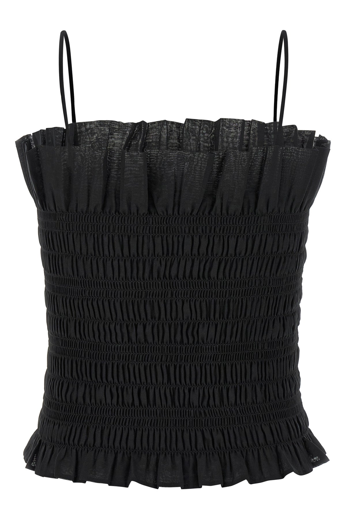 suri smock-stitch cotton muslin top