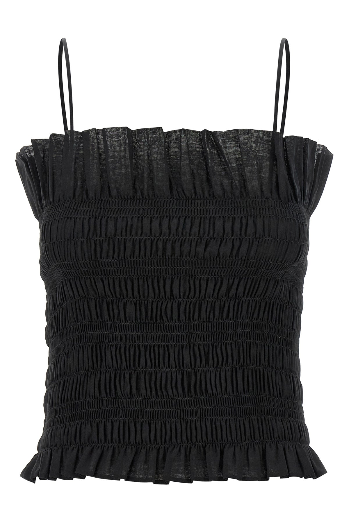 suri smock-stitch cotton muslin top