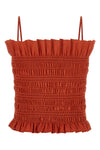 suri smock-stitch cotton muslin top