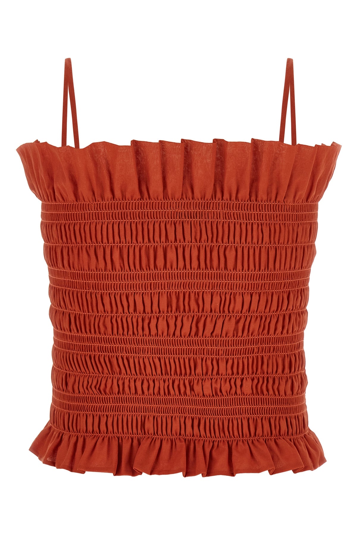 suri smock-stitch cotton muslin top