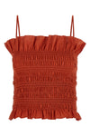 suri smock-stitch cotton muslin top