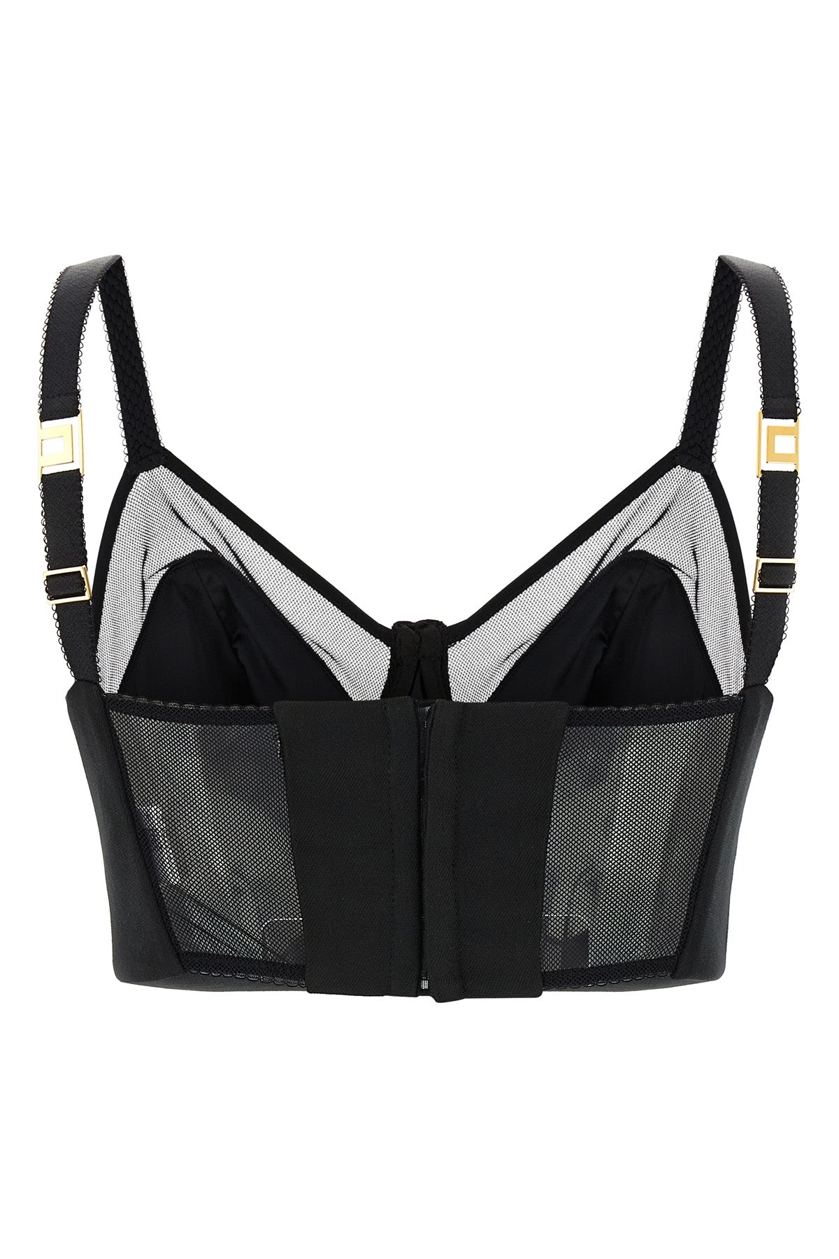 elisabetta franchis bustier crop top defines the silhouette through a cool wool