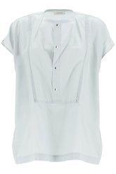 blouse with draped neckline and