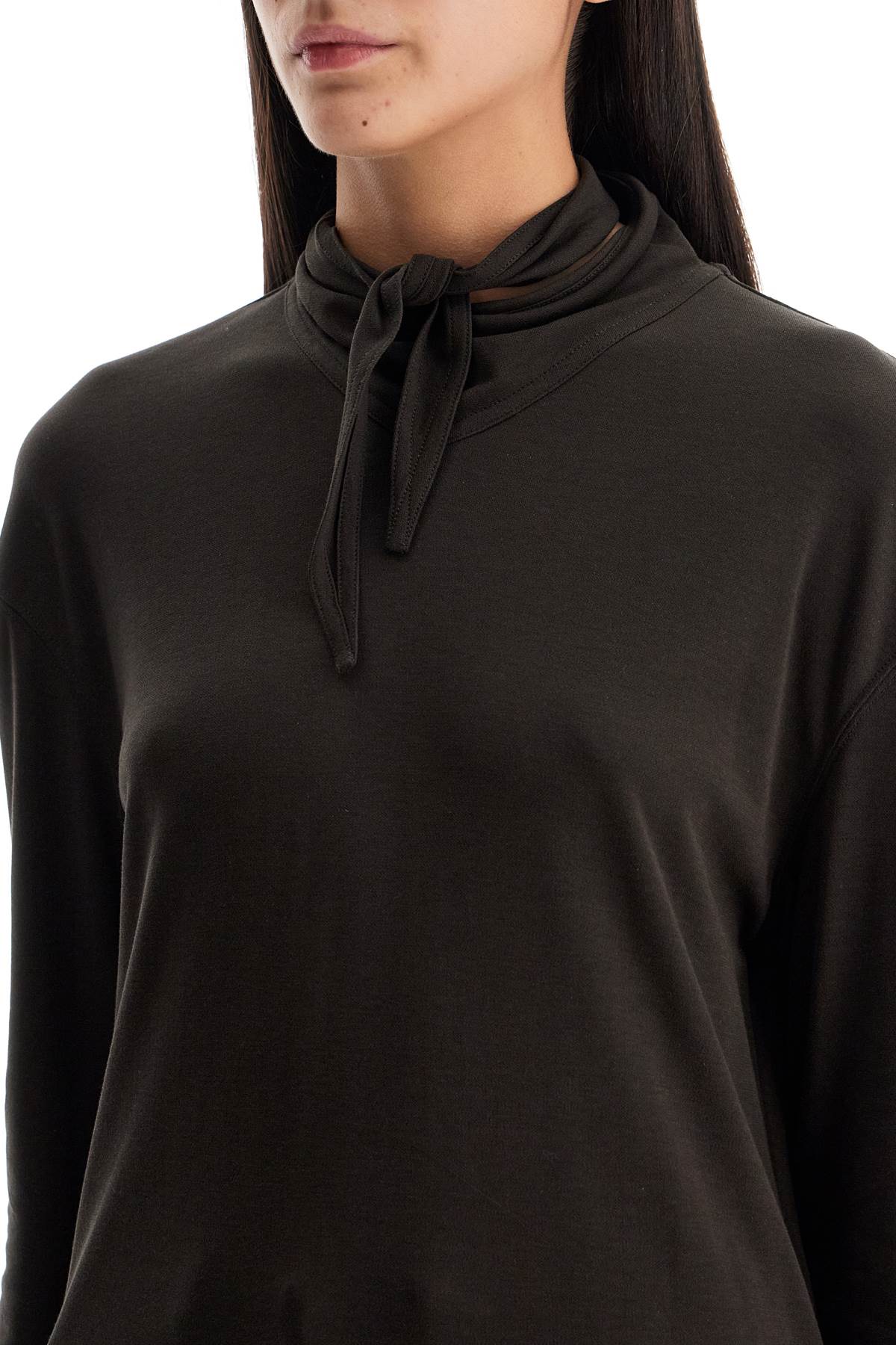 t-shirt with integrated scarf accessory