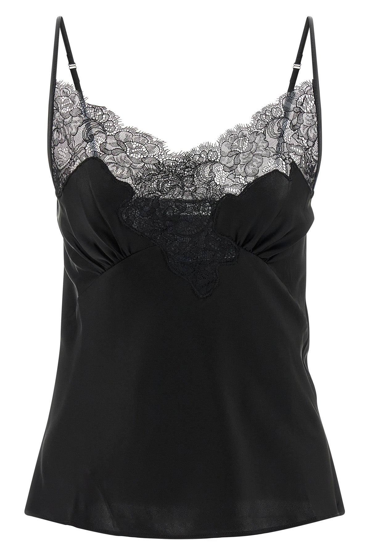 signature lace slightly stretch vintage-effect satin top
