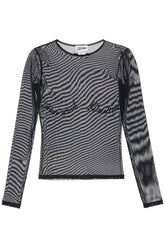 top in mesh velluto nero logato