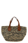 tokyo ii shopping bag in two-tone woven raffia