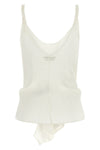 front knot sleeveless top in smooth crinkled silk
